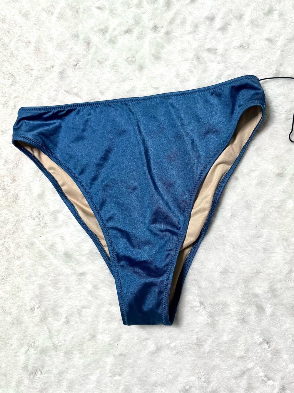 NWT- Shade & Shore High Waist Ultra high leg Cheeky Shimmer Blue Bikini Bottom